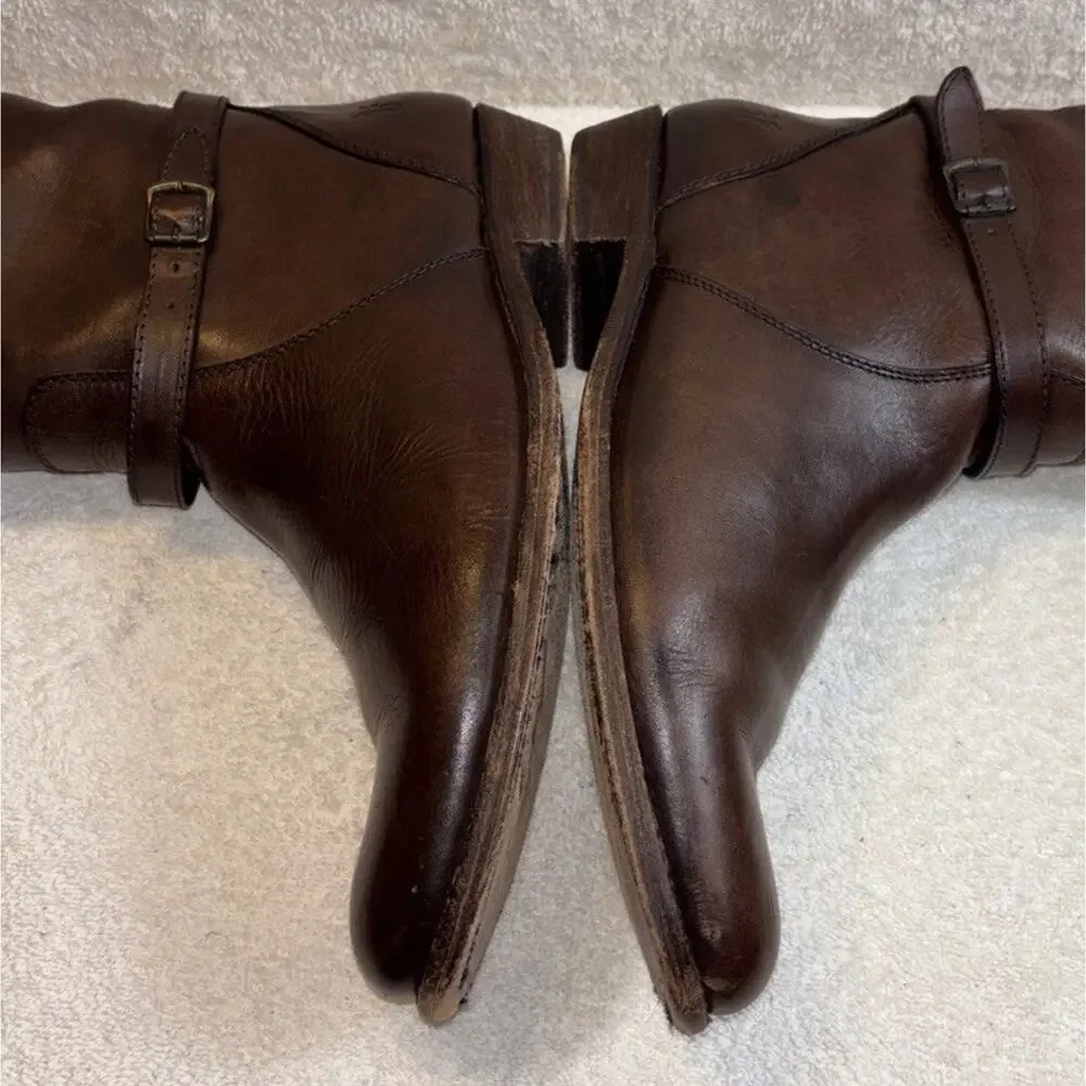 FRYE LOGO 76475 Cognac Leather Equestrian Riding Boots Women US 8.5 B
